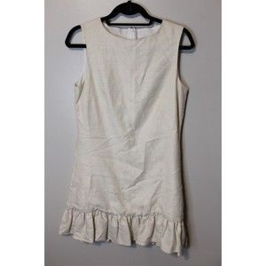 La Roque Linen Lined Dress Ruffle Bottom Size 8